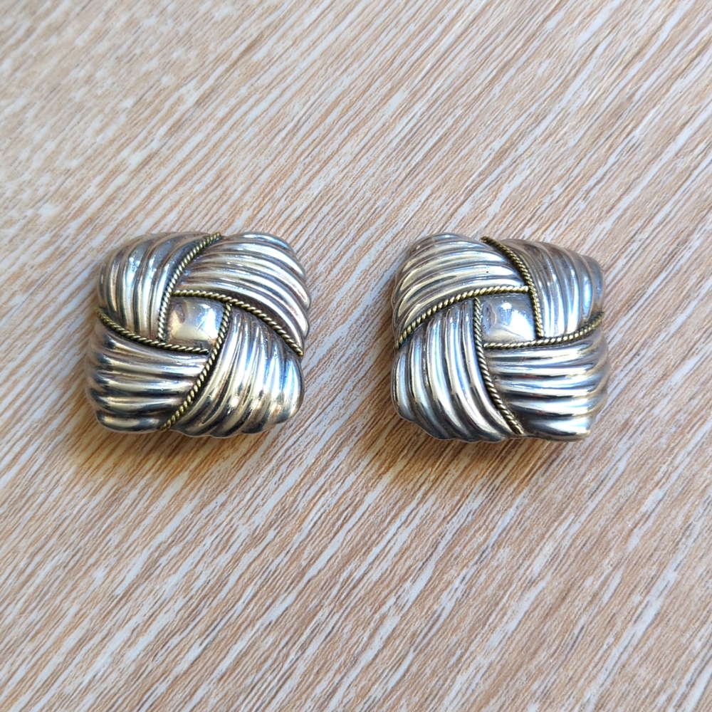 Sterling silver square knot earrings